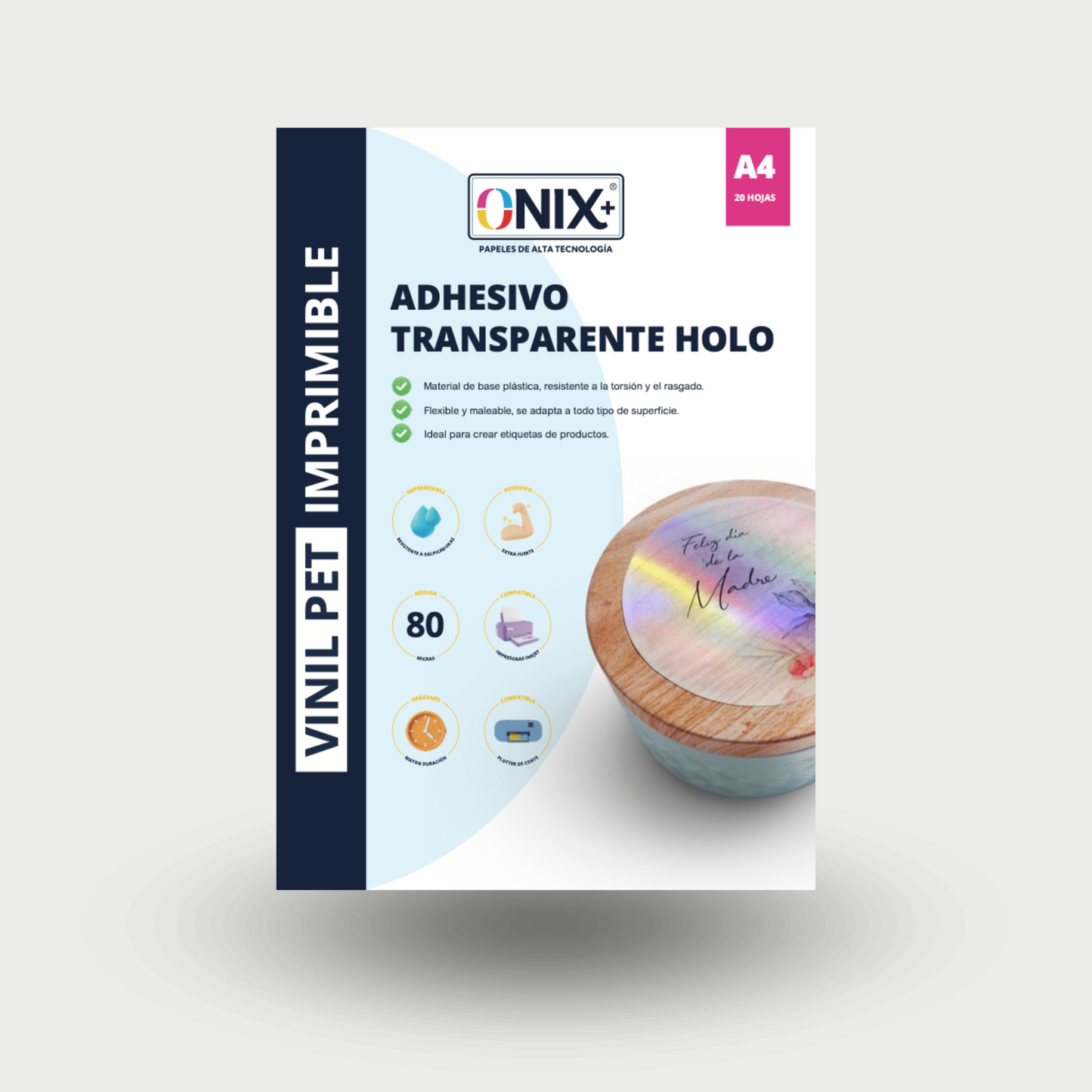 PAPEL FOTOGRAFICO ADHESIVO HOLOGRAFICO *LASER TRANSPARENT* A4 X 20H